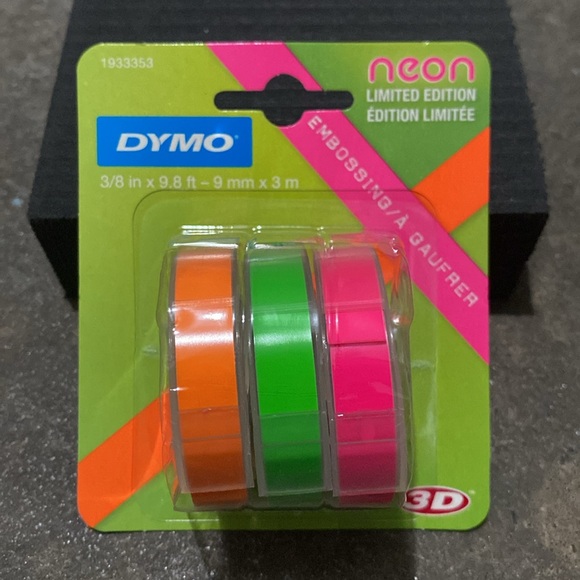 Dymo Other - Dymo Neon Limited Edition Embossing Label Tape 3/8in X 9.8ft - 9mm X 3m